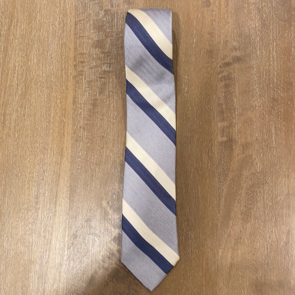 Jos. A Bank - Blue and White Striped Silk Tie